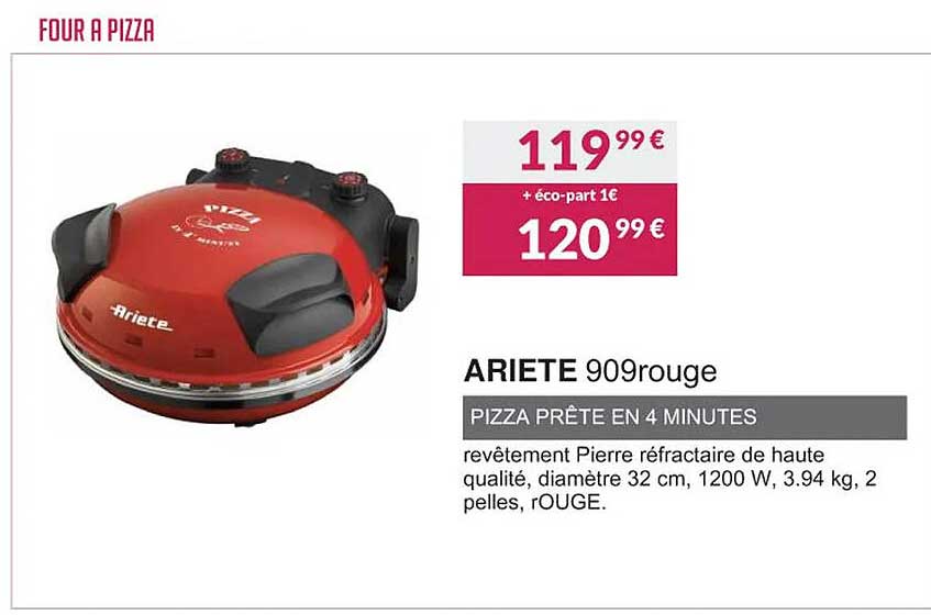 ariete 909rouge pizza prête en 4 minutes