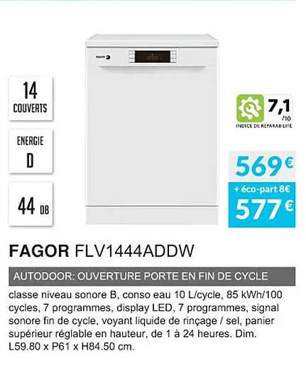 autodoor : ouverture porte en fin de cycle fagor