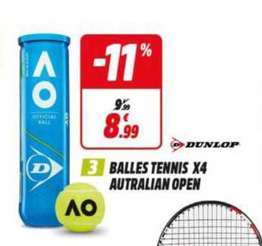 Balles Tennis X 4 Autralian Open Dunlop