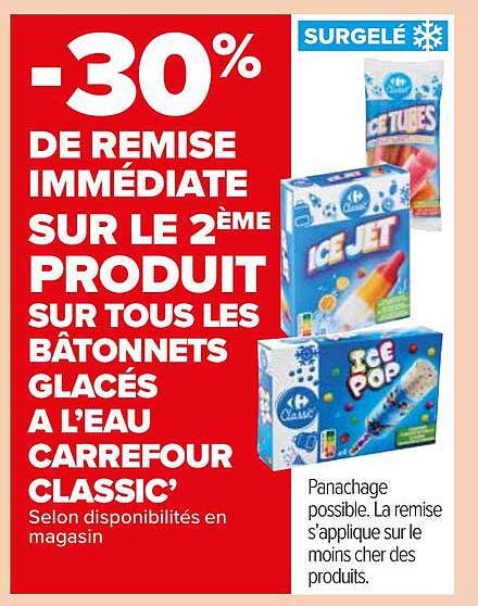 bâtonnets glacés à l'eau carrefour classic'