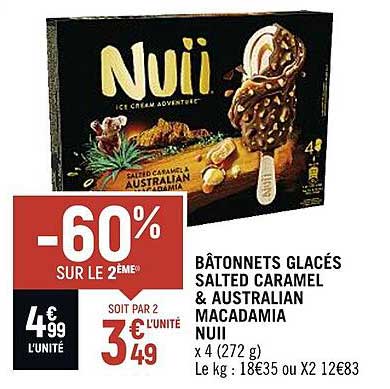 bâtonnets glacés salted caramel & australian macadamia nuii