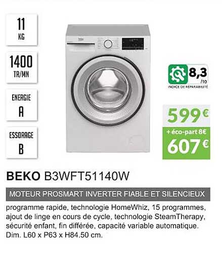 beko b3wft51140w moteur prosmart inverter fiable et silencieux