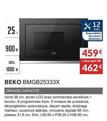 beko bmgb25333x grande capacité
