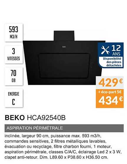 beko hca92540b aspiration périmétrale