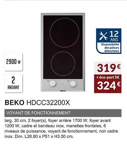 beko hdcc32200x voyant de fonctionnement
