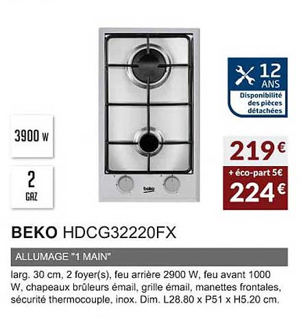 Beko Hdcg32220fx Allumage "1 Main"