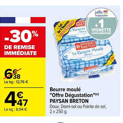 beurre moulé "offre dégustation" paysan breton