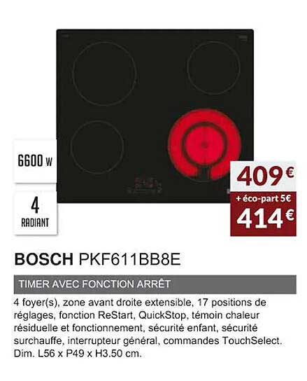 bosch pkf611bb8e timer avec fonction arrêt
