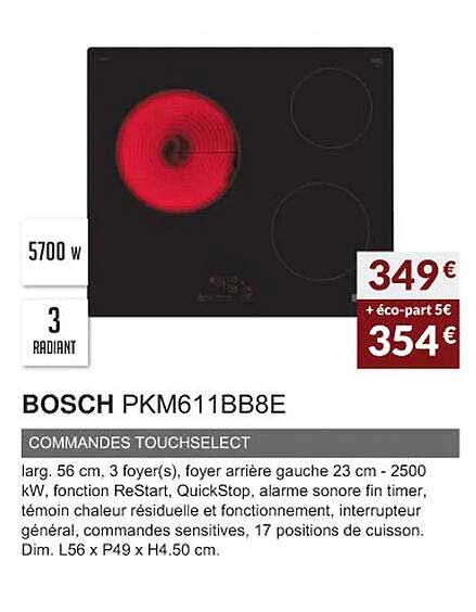 bosch pkm611bb8e commandes touchselect