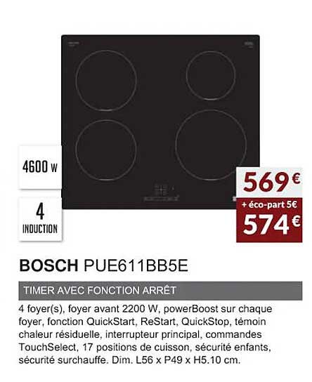 bosch pue611bb5e timer avec fonction arrêt