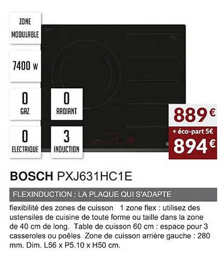 bosch pxj631hc1e la plaque qui s'adapte