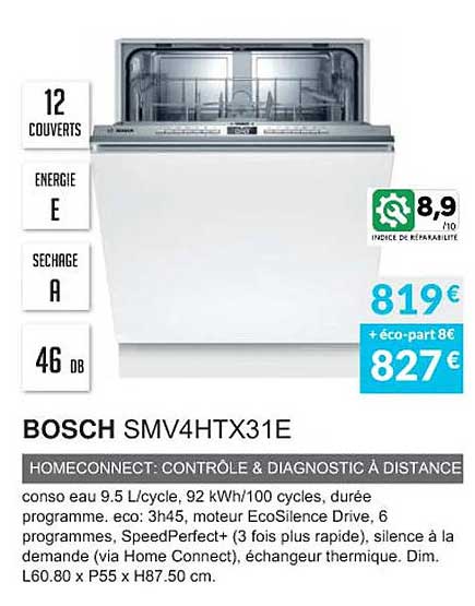 bosch smv4htx31e homeconnect: contrôle & diagnostic à distance