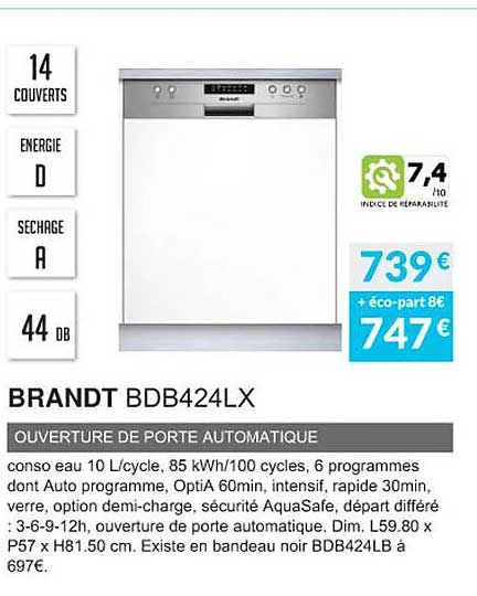 brandt bdb424lx ouverture de porte automatique