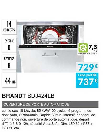 brandt bdj424lb ouverture de porte automatique