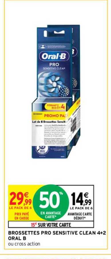 brossettes pro sensitive clean 4+2 oral b