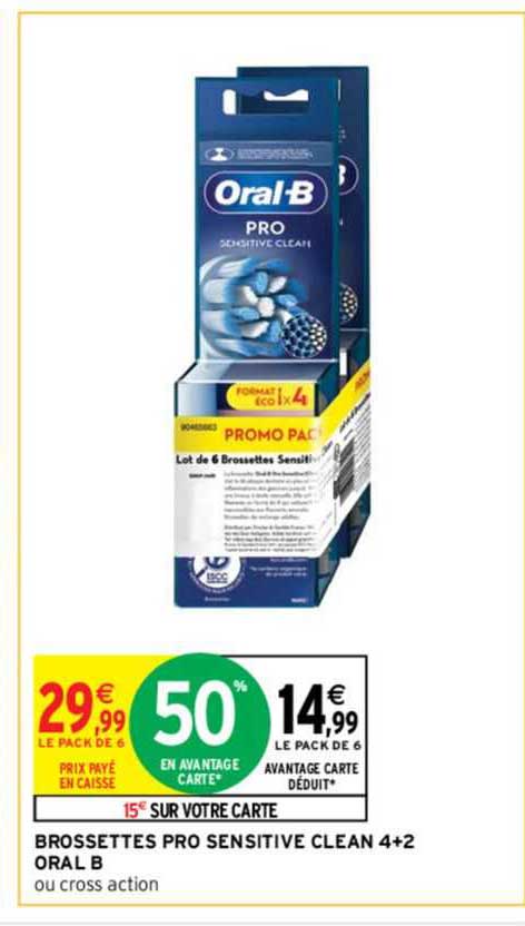 brossettes pro sensitive clean 4+2 oral b