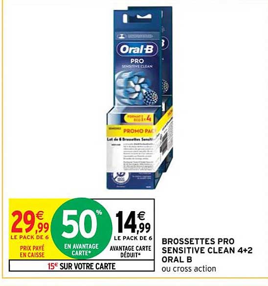 brossettes pro sensitive clean 4+2 oral b
