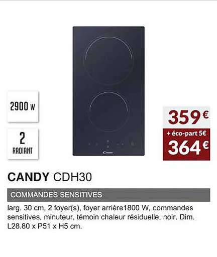 candy cdh30 commandes sensitives