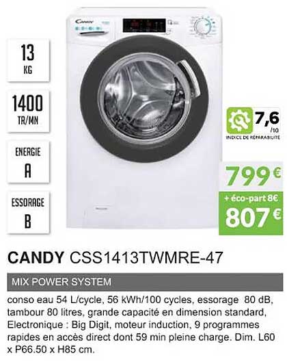 Candy Css1413twmre-47 Mix Power System