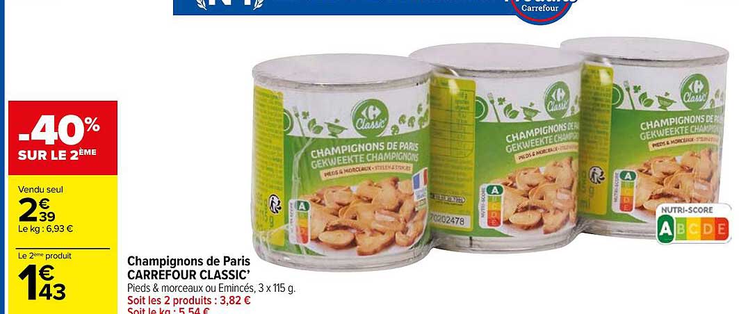 Champignons De Paris Carrefour Classic'