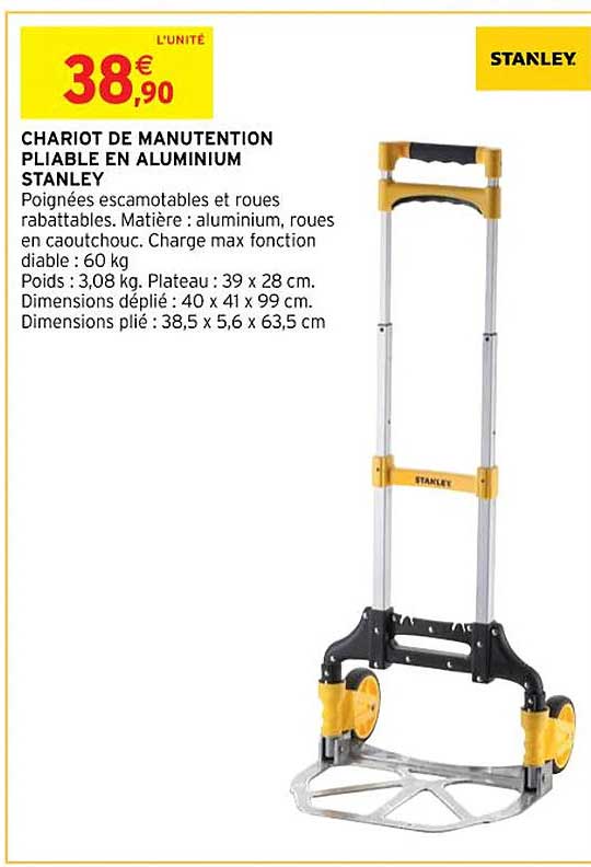 Chariot De Manutention Pliable En Aluminium Stanley