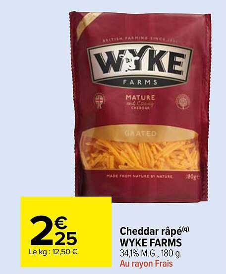 cheddar râpé wyke farms