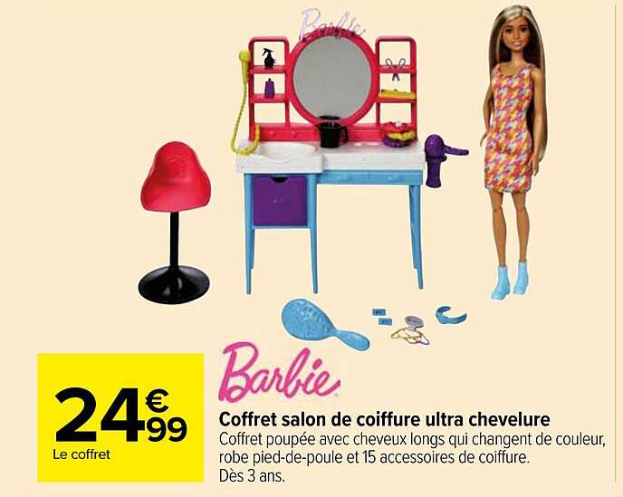 coffret salon de coiffure ultra chevelure barbie