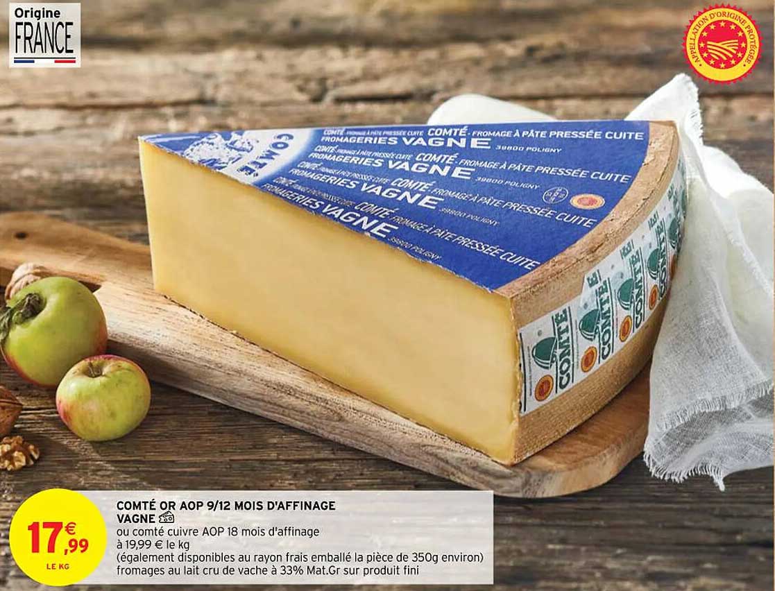 comté or aop 9/12 mois d'affinage vagne
