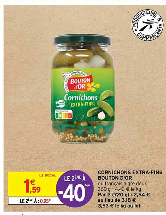 cornichons extra-fins bouton d'or