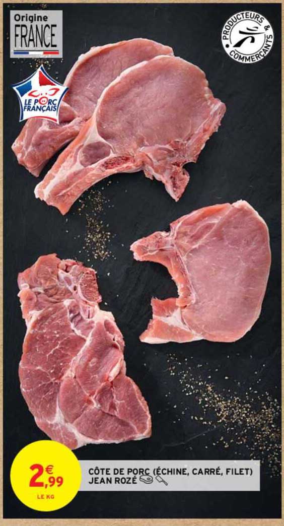 côte de porc (échine, carré, filet) jean rozé