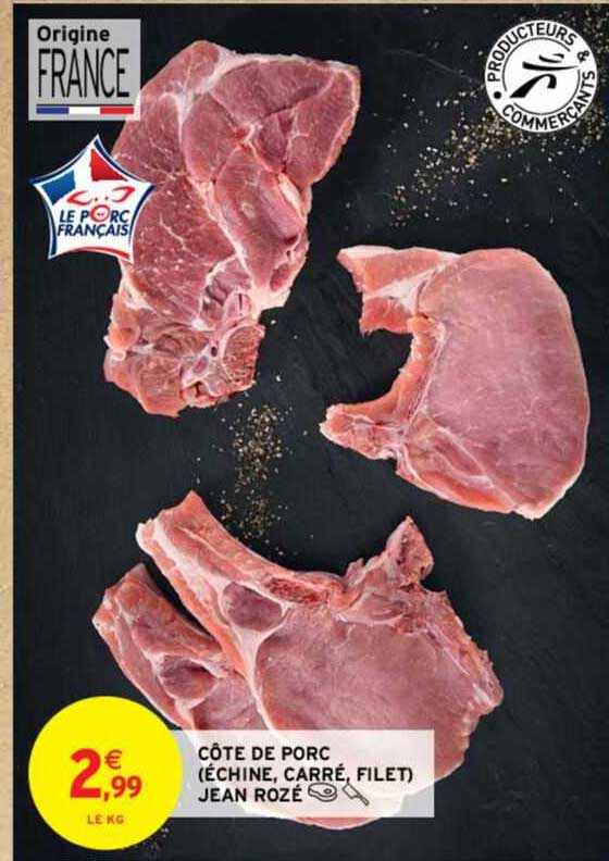 côte de porc (échine, carré, filet) jean rozé