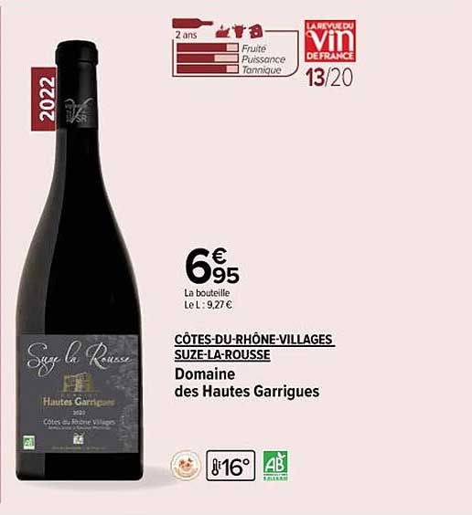 côtes-du-rhône-villages suze-la-rousse domaine des hautes garrigues