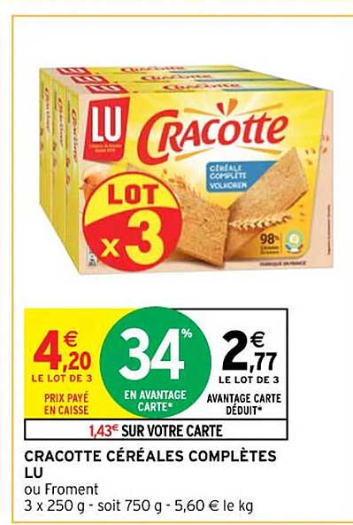 cracotte céréales complètes lu