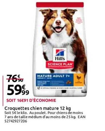 croquettes chien mature 12 kg hill's