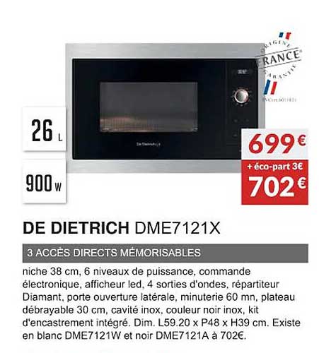 De Dietrich Dme7121x 3 Accès Directs Mémorisables