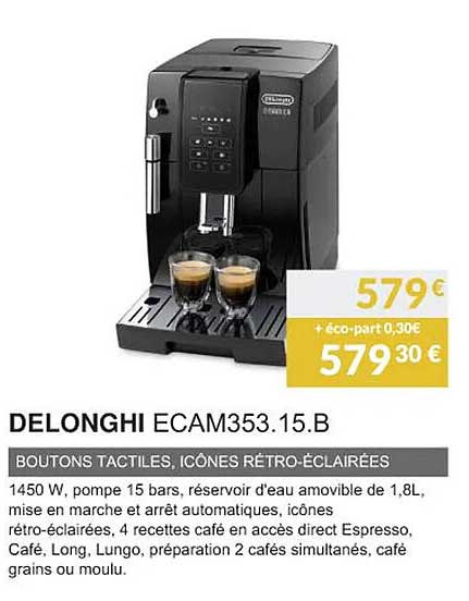 delonghi ecam353.15.b boutons tactiles icônes rétro-éclairées