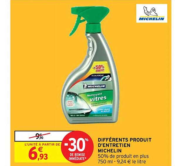 différents produit d'entretien michelin