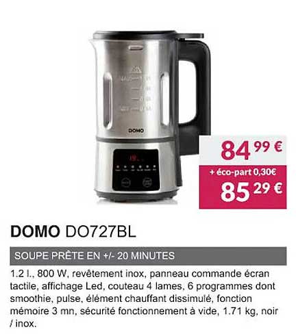 domo do727bl soupe prète en +, - 20 minutes