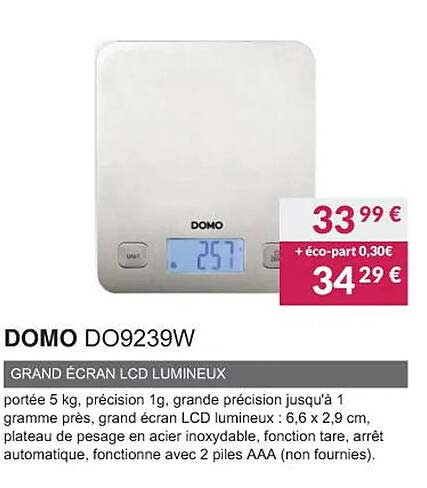 domo do9239w grand écran lcd lumineux