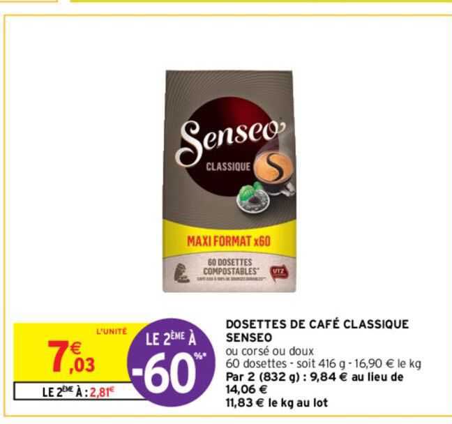 Dosettes De Café Classique Senseo Le 2ème à -60%