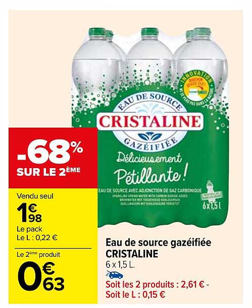 eau de source gazéifiée cristaline