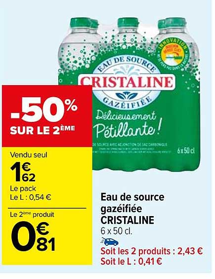 eau de source gazéifiée cristaline