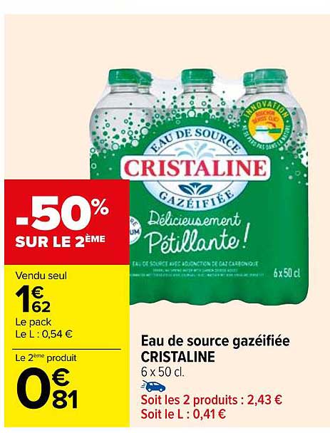 eau de source gazéifiée cristaline