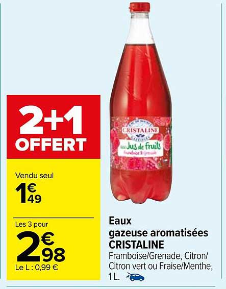 eaux gazeuse aromatisées cristaline