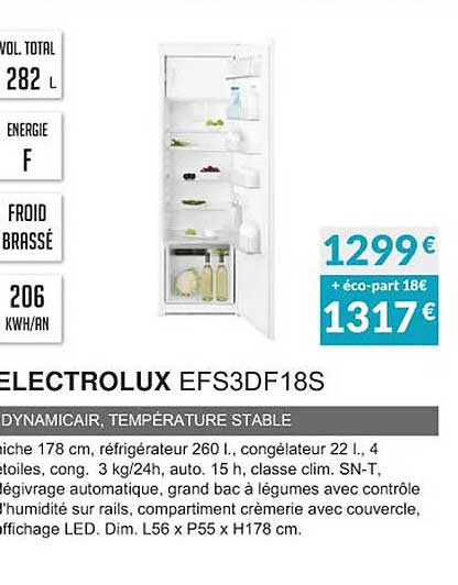 electrolux efs3df18s dynamicair température stable