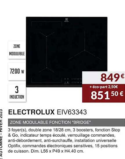 Electrolux Eiv63343 Zone Modulable Fonction "bridge"