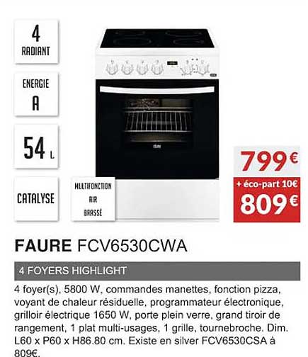 faure fcv6530cwa 4 foyers highlight