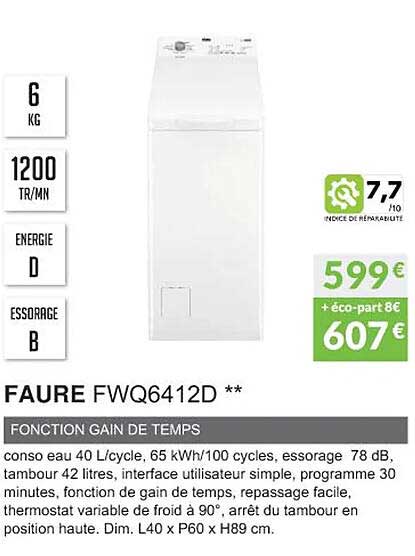 faure fwq6412d fonction gain de temps