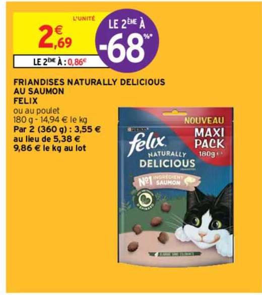friandises naturally delicious au saumon felix le 2ème à -68%
