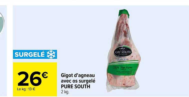 gigot d'agneau avec os surgelé pure south